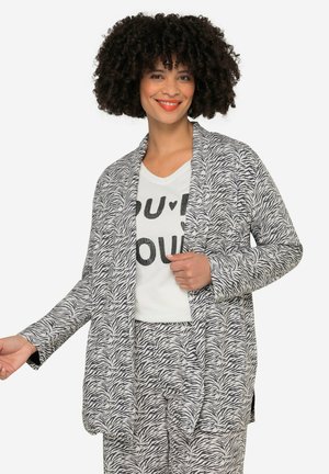 Angel of Style ZEBRA PRINT KIMONO WITH OPEN FRONT AND LONG LOOSE SLEEVES - Abrigo corto - black