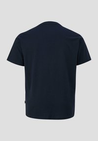 Navyblauw T-shirt met korte mouwen, gemaakt van katoen, met een ronde halslijn en een rechte snit. Geen zichtbare patronen of accenten.