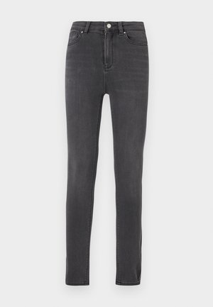 Svarte skinny jeans laget av denim, med et klassisk fem-lommers design, glidelås med metallknapp og minimal falming.