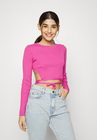 Missguided Petite IT ITEM TIE WAIST CROP - Camisola de manga comprida - pink