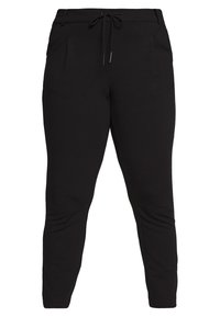 Pantaloni jogger neri con vita regolabile, due tasche frontali e design a gamba affusolata. Realizzati in tessuto morbido e elasticizzato per il massimo comfort.