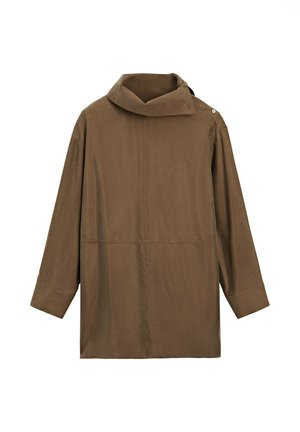 Massimo Dutti, FLOWING SHORT DRESS WITH ASYMMETRIC NECK - Jurk - dark brown