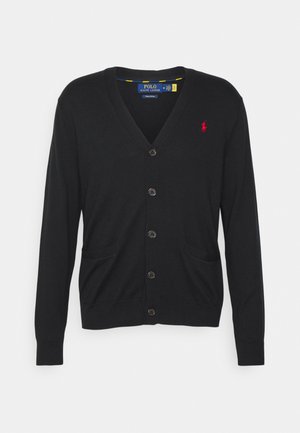 COTTON V-NECK CARDIGAN - Gilet - polo black