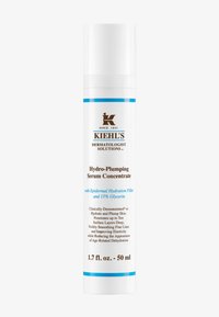 Kiehl's Hydro-Plumping Serum Concentrate, hvit sylinderisk flaske, blå detaljer, merket med produktinformasjon. 1,7 fl. oz. - 50 ml.