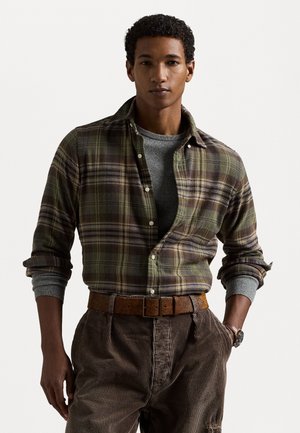Polo Ralph Lauren CUSTOM FIT PLAID BRUSHED FLANNEL SHIRT - Hemd - olive/brown