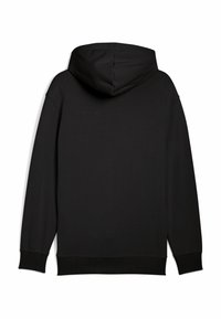 Felpa nera con cappuccio regolabile, polsini e orlo a costine. Realizzata in un morbido tessuto misto cotone, presenta un design semplice senza abbellimenti visibili.