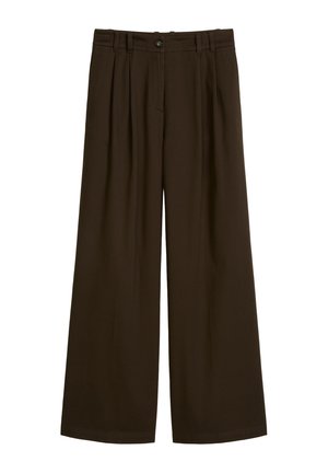 Marc O'Polo, PANTS, WIDE LEG, PLEATED, ZIP-FLY, PATCH POCKET AT BACK, BELT LOOP DETAIL - Παντελόνι - mossy earth