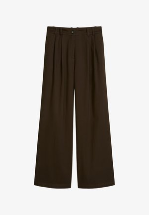 Marc O'Polo, PANTS, WIDE LEG, PLEATED, ZIP-FLY, PATCH POCKET AT BACK, BELT LOOP DETAIL - Nohavice - mossy earth