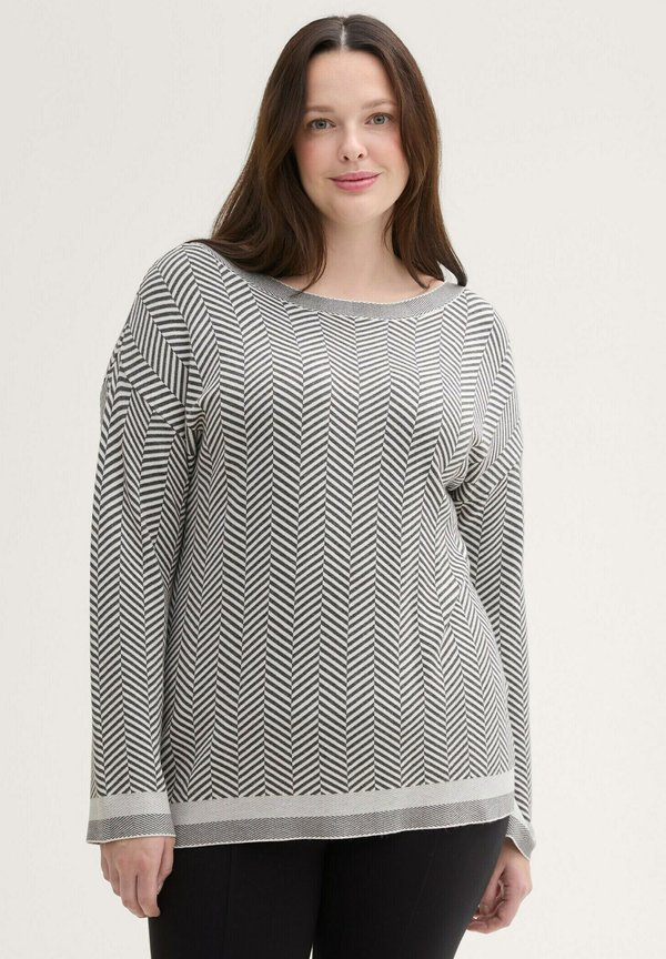 MIT FISCHGRÄTENMUSTER - Strickpullover - anthrazit knit heringbone