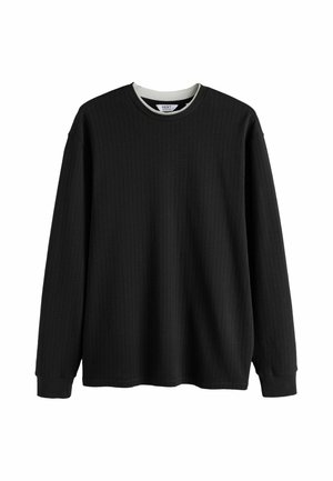 Next, LONG SLEEVE TEXTURED MOCK NECK T-SHIRT - Long sleeved top - black