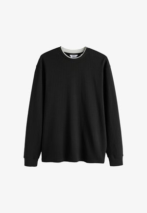 Next, LONG SLEEVE TEXTURED MOCK NECK T-SHIRT - Long sleeved top - black