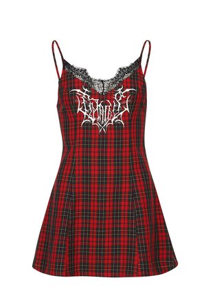 Koi Footwear, TARNISHED PLAID SLIP DRESS - Robe de jour - red tartan