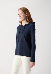Marc O'Polo DENIM HOODED DRAWSTRINGS - Long sleeved top - navy teal
