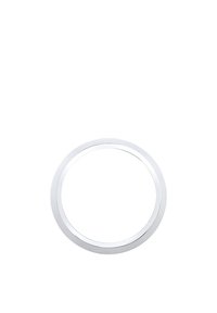 Circular silver mirror with a thin, polished frame, displaying a smooth, reflective surface. Simple and minimalist design with no additional accents.