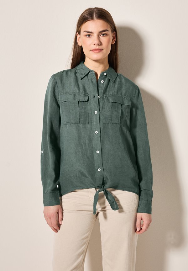 MIT KNOTEN AM SAUM - Hemdbluse - grün