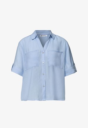 Street One, SHORT-SLEEVE HEMDBLUSE WITH TURN-UP-DETAILS, niebieski