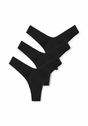 3 PACK MIT HOHEM BEINAUSSCHNITT - Thong - black