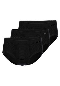 Pack de tres calzoncillos negros para hombres, con un diseño texturizado en canalé y una cintura sólida. Hechos de un tejido elástico para mayor comodidad y ajuste.