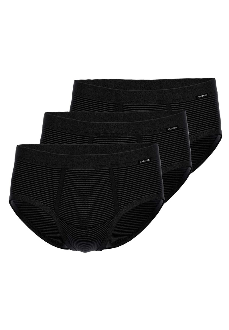 Pack de tres calzoncillos negros para hombres, con un diseño texturizado en canalé y una cintura sólida. Hechos de un tejido elástico para mayor comodidad y ajuste.