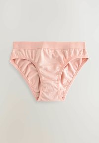Sous-vêtements en coton rose avec un motif à pois, texture lisse et élastique doux. Conçus avec une coupe taille basse.