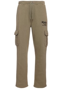 Khaki cargobroek van een zachte katoenmix, met zijzakken, een trekkoord in de taille en subtiele logodetails.