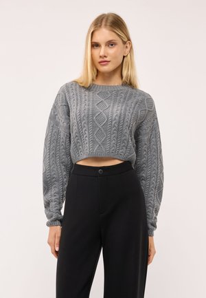 Terranova, MAGLIA EFFETTO TRECCE - Maglione - grigio medio melange