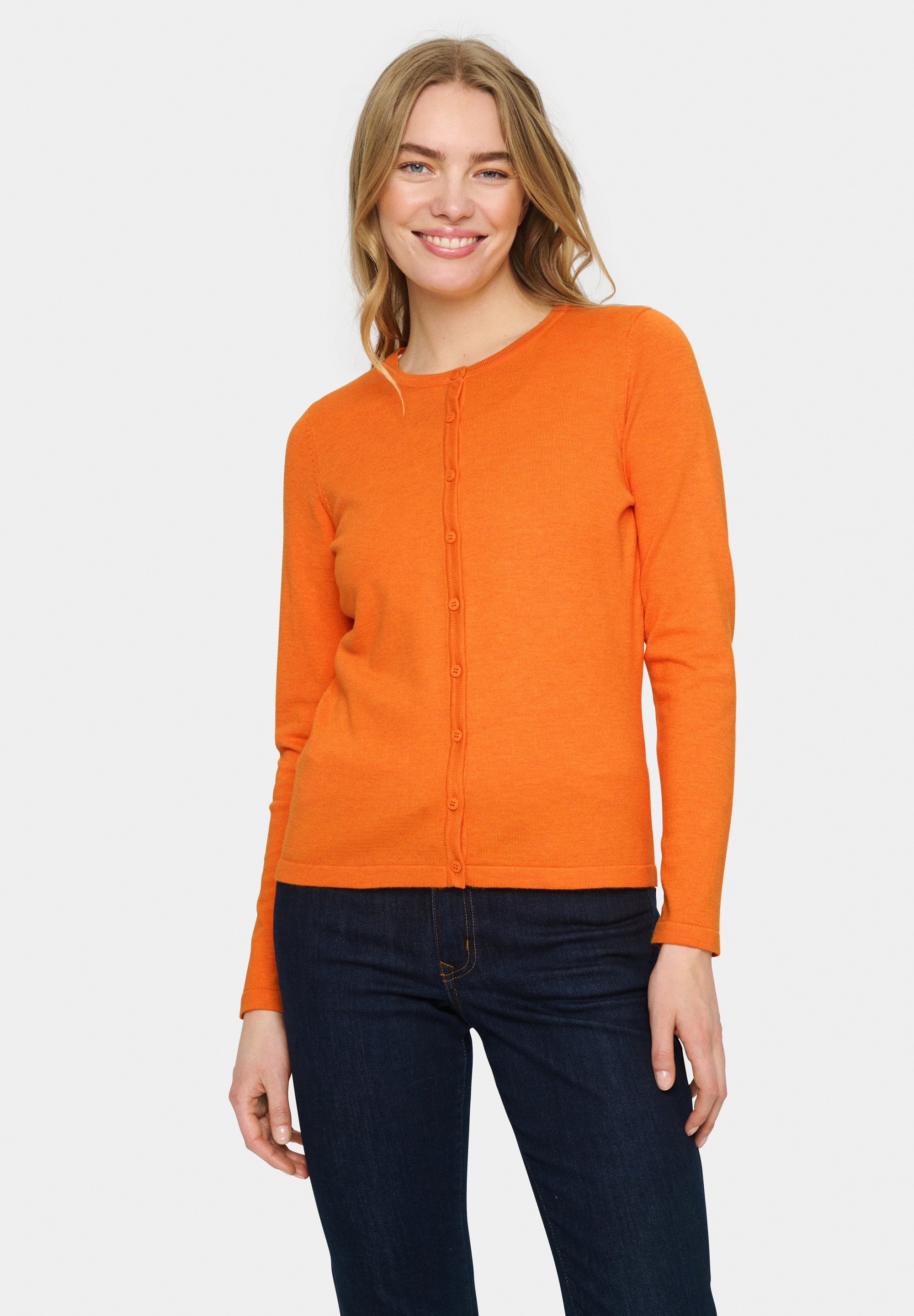 Saint Tropez MILASZ R-NECK Strickjacke apricot melange/orange