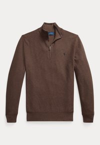 MESH-KNIT COTTON QUARTER-ZIP JUMPER - Πουλόβερ - nutmeg brown heather