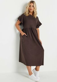 Yours Clothing FRILL SLEEVE    - Trikoomekko - brown