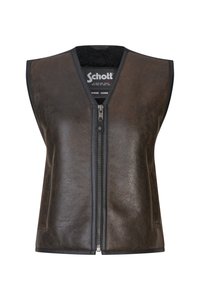 FREYA - Waistcoat - dark brown crackled