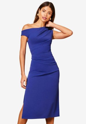 DRAPE ONE SHOULDER RUCHED MIDI - Cocktailkleid/festliches Kleid - blue