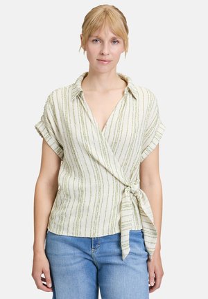 STREIFEN MIT BINDEGÜRTEL - Bluse - nature green