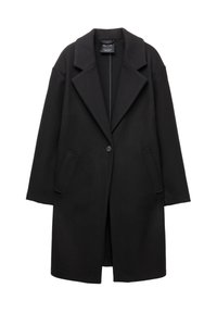 FELT TEXTURE WITH BUTTON - Klasický kabát - black