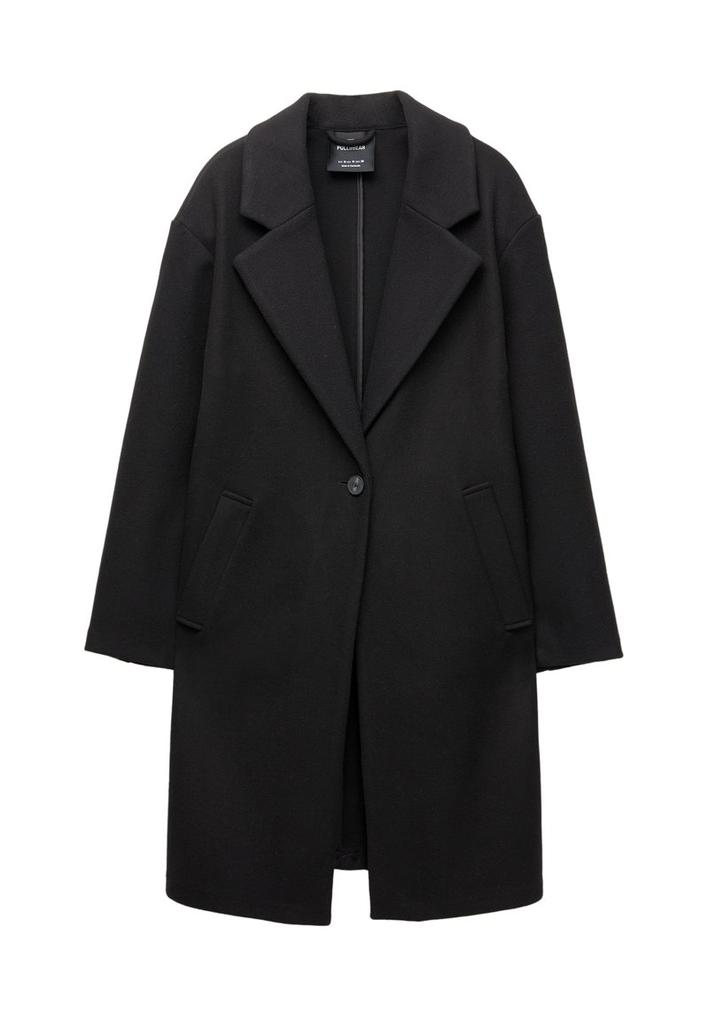 PULL&BEAR FELT TEXTURE WITH BUTTON - Klassisk frakke - black/sort ...