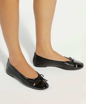 Dune London, HALIAH Patent Toe Cap Ballet Flats - Ballerines - black