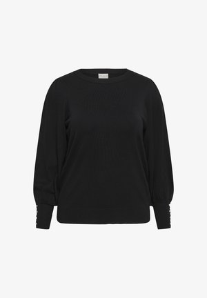 Kaffe Curve, KCLIZZY ROUND NECK PULLOVER BUTTONS - Pullover - black deep
