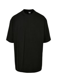Zwarte katoenen t-shirt met ronde hals en korte mouwen, in een relaxte pasvorm. Soepele textuur, zonder zichtbare patronen of accenten.