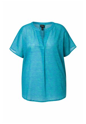 Ulla Popken, SUMMERTIME ZEBRA PRINT SHORT SLEEVE - Blusa - deep aqua