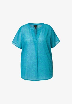 Ulla Popken, SUMMERTIME ZEBRA PRINT SHORT SLEEVE - Blusa - deep aqua