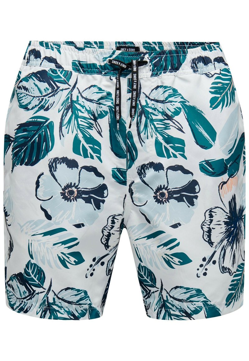 Only & Sons ONSTHOR FLOWER MIT TUNNEL - Zwemshorts - weiß