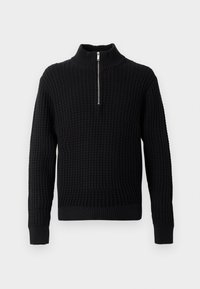 SLHTOM STRUCTURE HALF ZIP - Jersey de punto - black