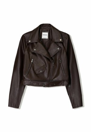 Bershka EFFECT - Imitatieleren jas - dark brown