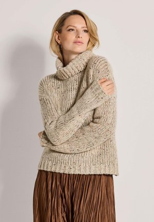MADELEINE, MADELEINE PULLOVER ROLLKRAGENPULLOVER MIT PAILLETTEN - Strickpullover - putty   melange