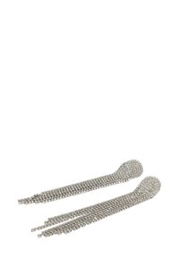 Silberne Haarnadeln mit einem Fransen-Design, verziert mit kleinen klaren Strasssteinen, die eine glatte metallische Oberfläche und eine elegante Form präsentieren.