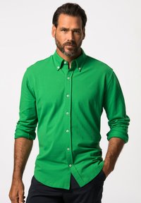 Groene button-up shirt van katoen, met een klassieke kraag, lange mouwen met opgerolde manchetten en een rechte snit.