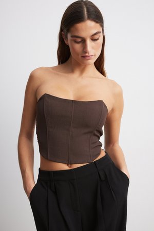 NA-KD, MIT SMOCK-RÜCKEN - Topp - brown
