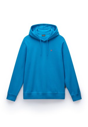 Světle modrá mikina s kapucí, přední kapsou ve tvaru klokaní kapsy, nastavitelnými šňůrkami a žebrovanými manžetami. Na hrudi je malý emblém.