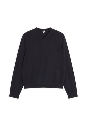 ARKET, ARKET MERINO V-NECK JUMPER - Stickad tröja - blue