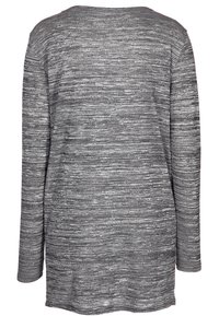 Langärmliges Oberteil in Grau mit einem strukturierten, marmorierten Muster. Verfügt über einen runden Ausschnitt und eine lockere Passform, hergestellt aus weichem, leichtem Stoff.
