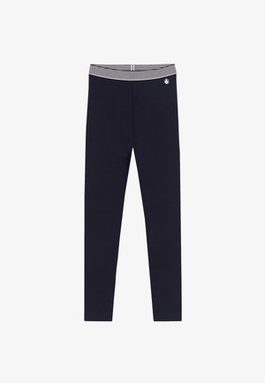 Marineblå leggings med hvid- og marineblåstribet elastik i taljen og lille hvid sejlbådlogo på venstre hofte.